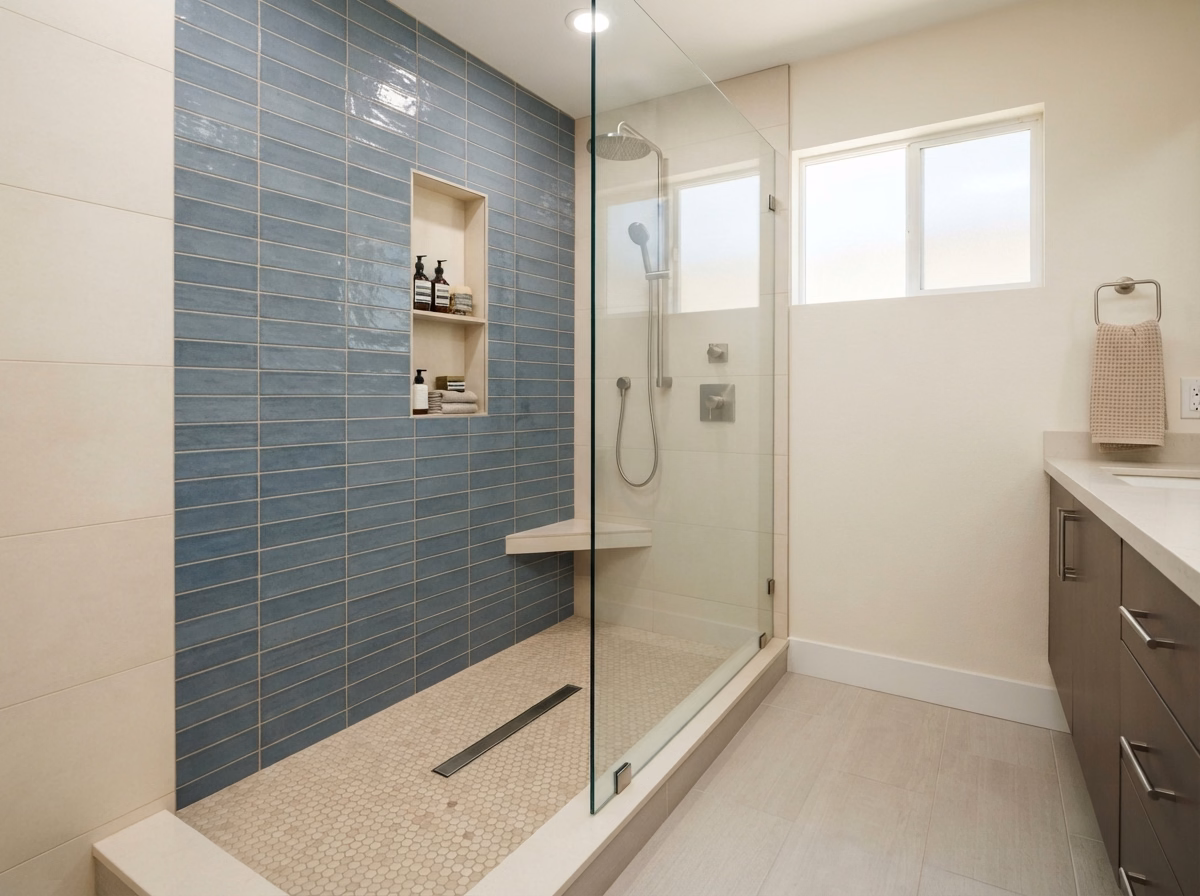 Victorville Tile Shower Remodel | San Bernardino Victorville Tile Shower Remodel in San Bernardino.
