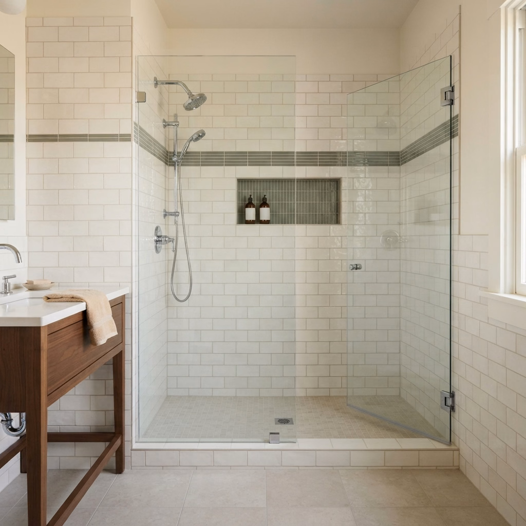 Classic Subway Tile | San Bernardino Shower Project Classic Subway Tile for a San Bernardino shower project.