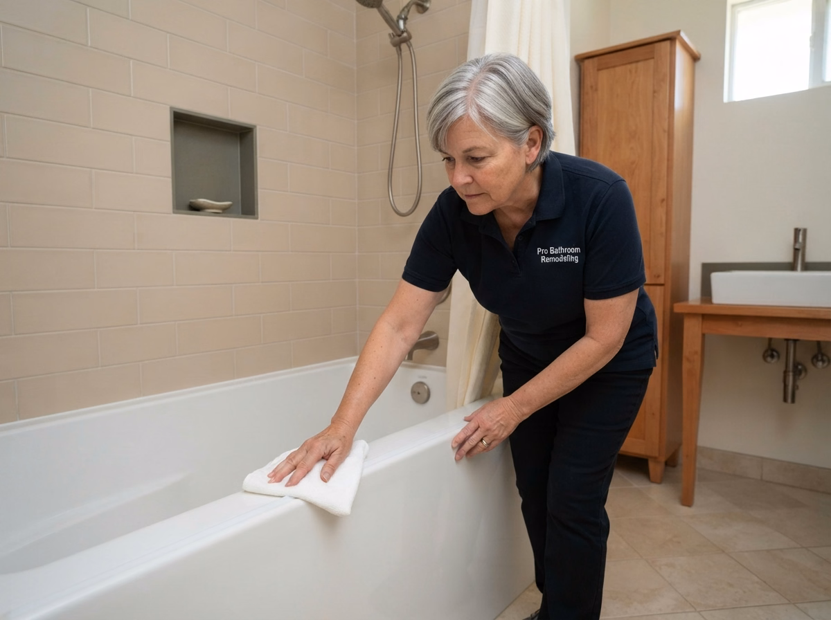 Final Inspection Cleanup | San Bernardino Bathtub Conversion Final Inspection Cleanup for a San Bernardino bathtub conversion.