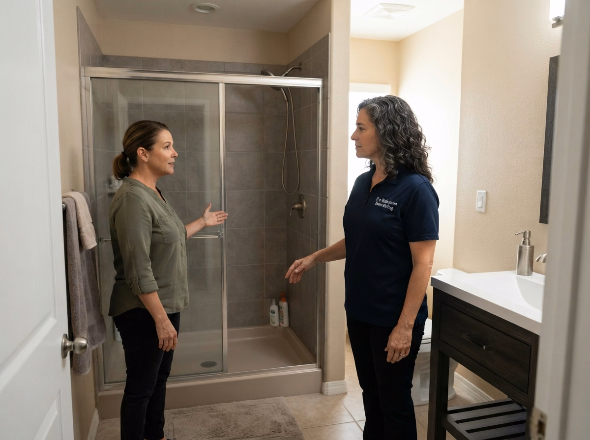 In Home Consultation | San Bernardino Bathtub Conversion In Home Consultation for a San Bernardino bathtub conversion.