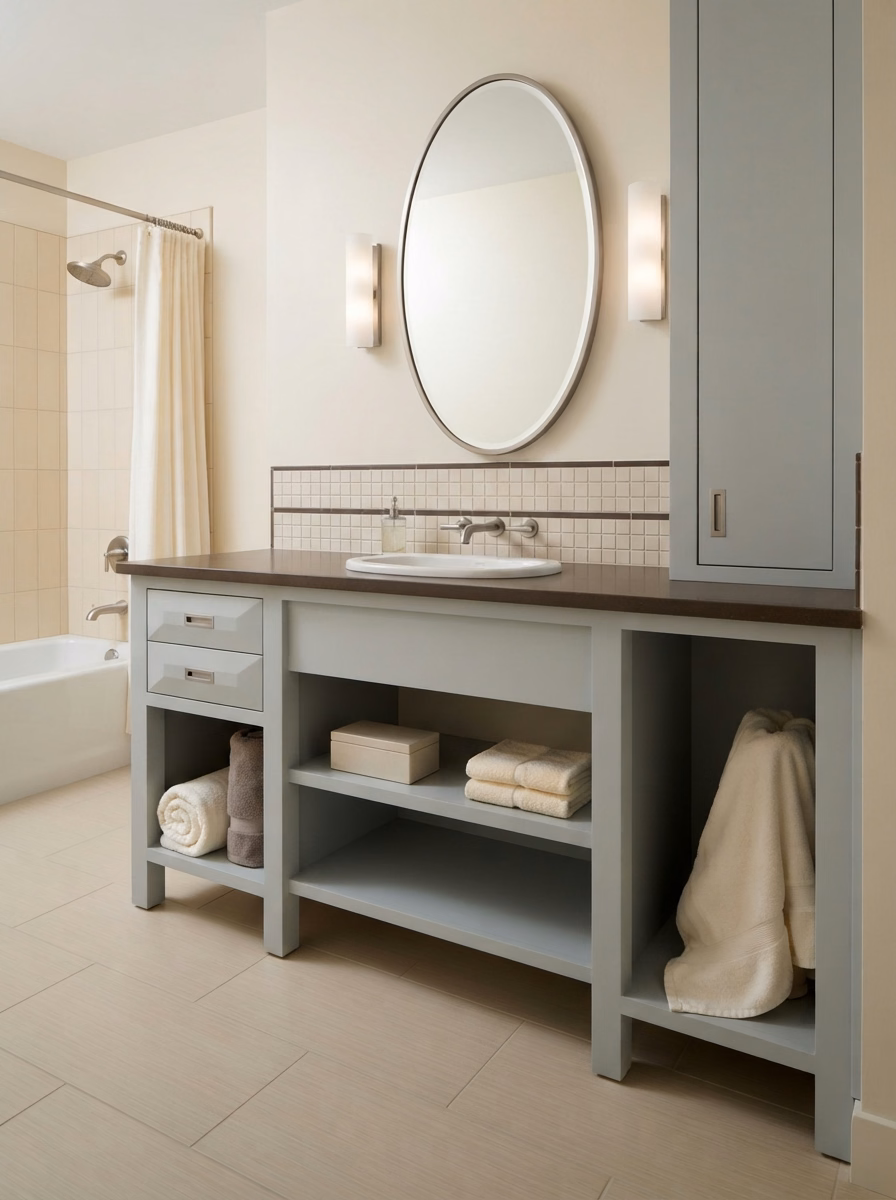 Open Shelving Vanity | San Bernardino Open Shelving Vanity in San Bernardino.