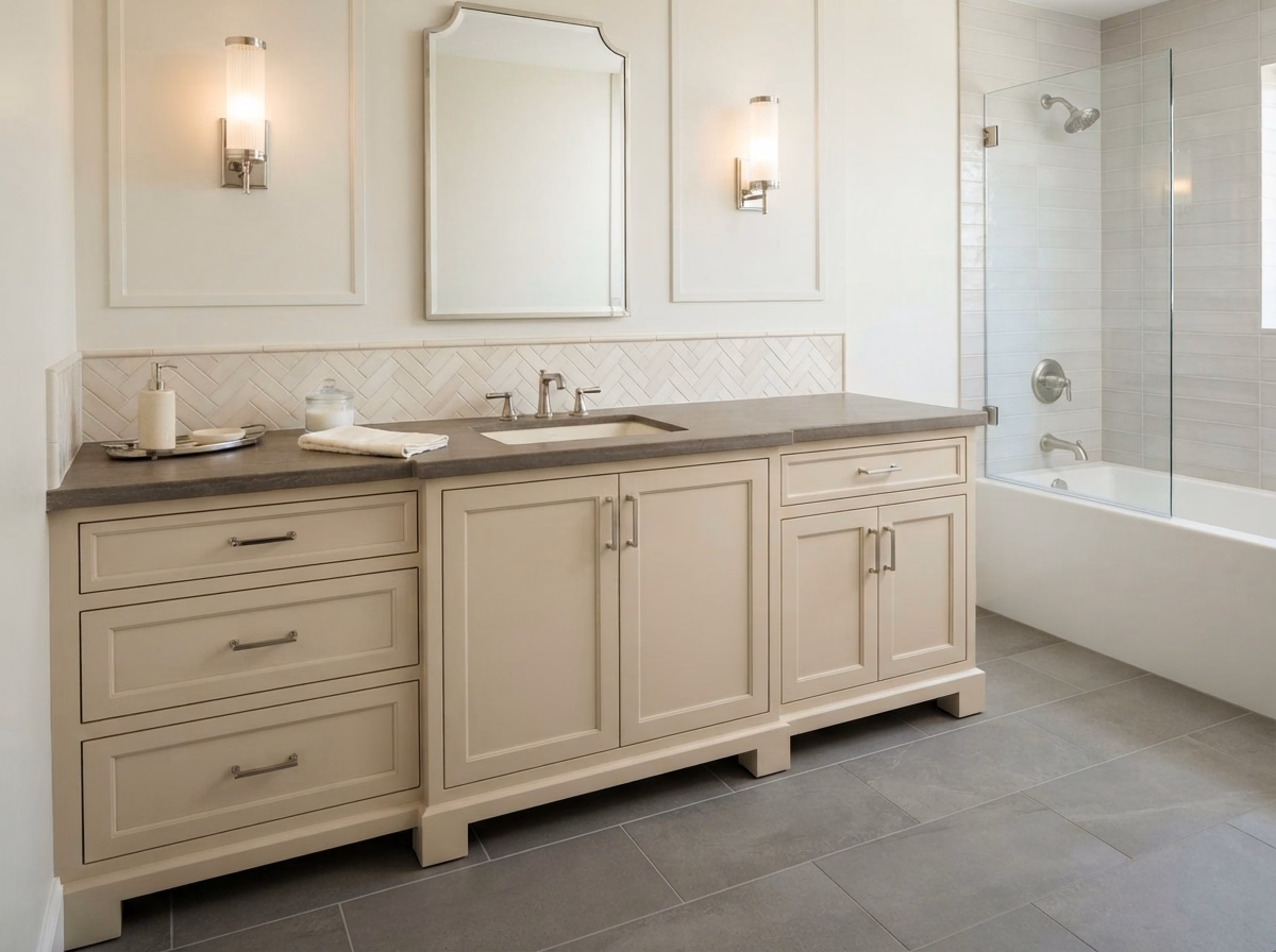 Traditional Transitional Design | San Bernardino Vanity Project Traditional Transitional Design for a San Bernardino vanity project.